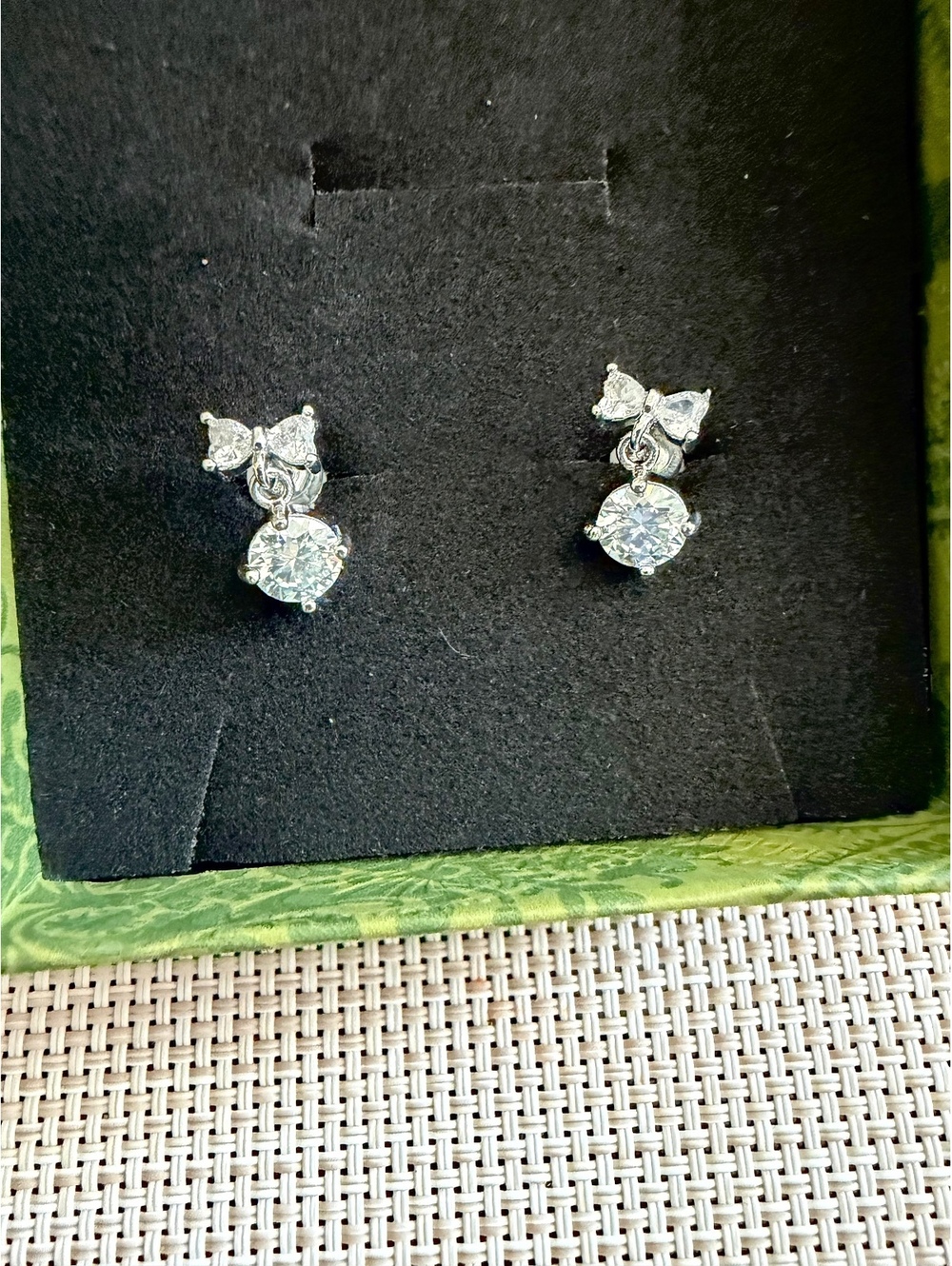 Moissanite Bow Drop Earrings Pair